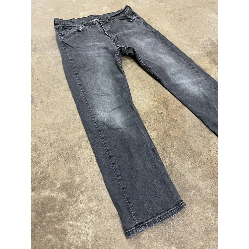Levis 505 Jeans Mens 36x30 Gray Charcoal Stretch‎ Denim Straight Leg Zip Fly